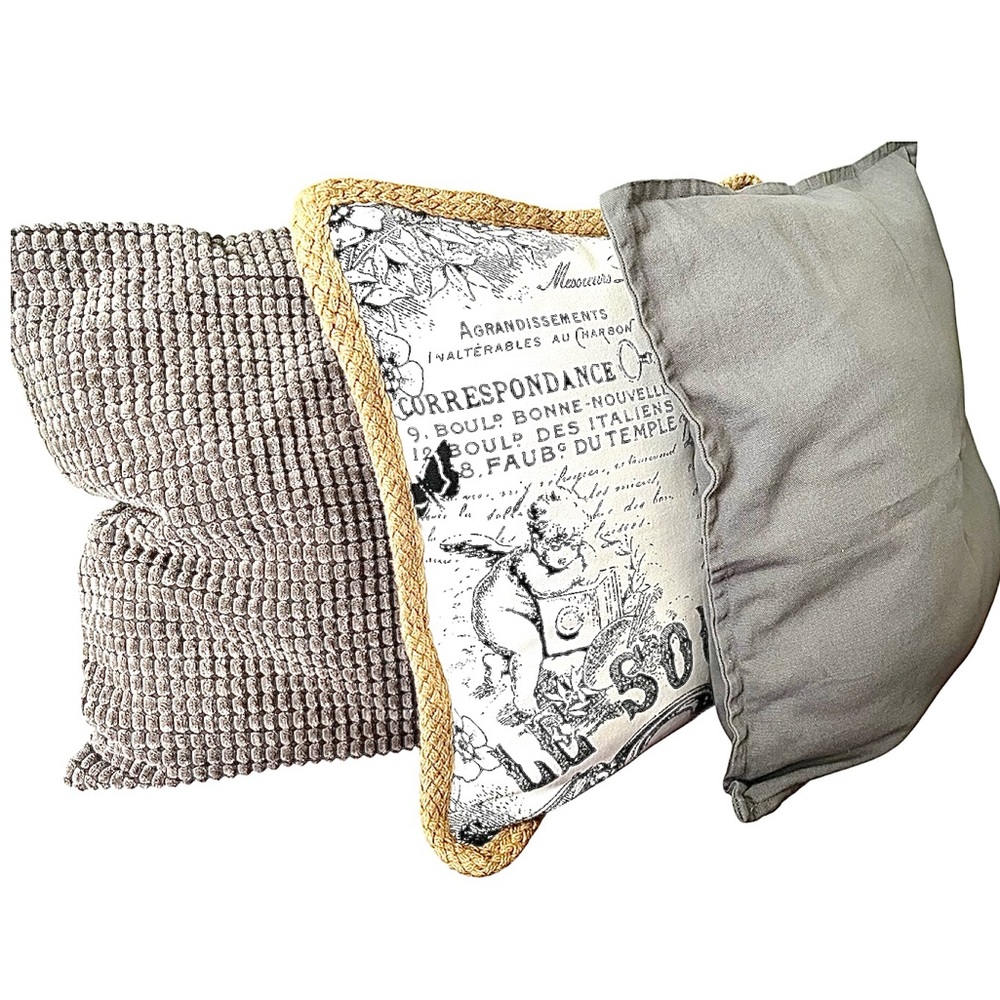 Gray IKEA & Farmhouse Burlap Decorative Pillow Covers Set